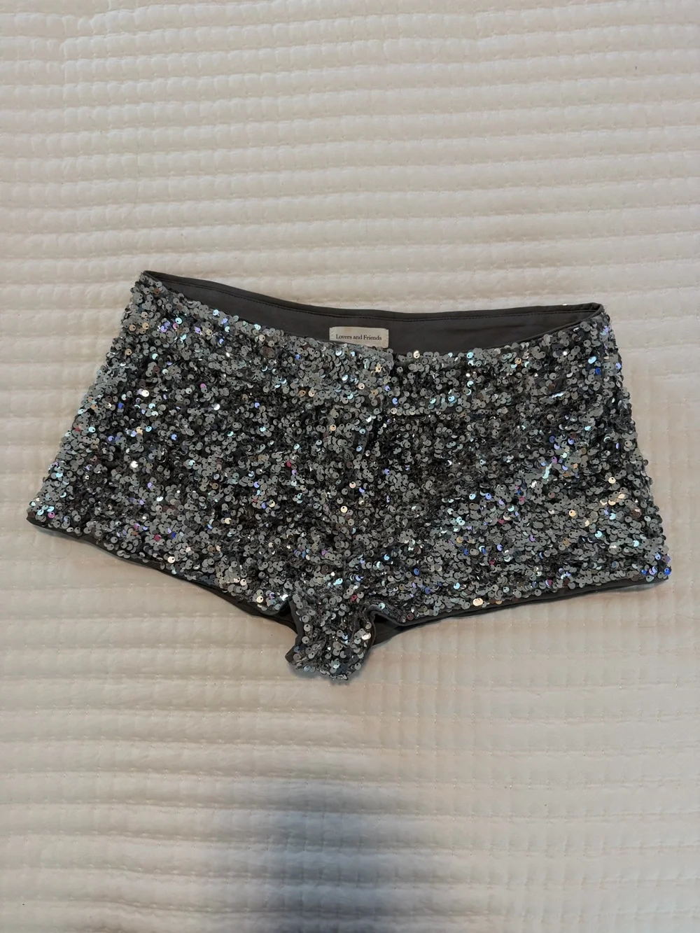 Lovers + Friends Silver Sequin Women's Shorts